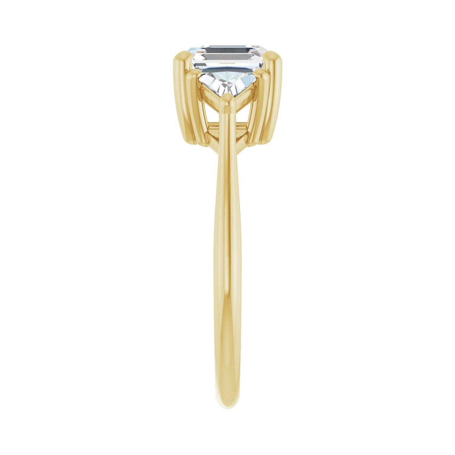 Asscher Three-Stone Engagement Ring | Metal Type=14K Yellow Gold | Center Stone Size=2 CT | Image 4