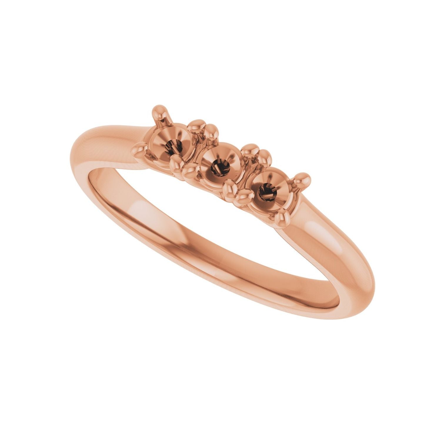 Three-Stone Anniversary Band - Round 3MM-4MM | Metal Type=14K Rose Gold | Diamond Size=3MM | Image 2