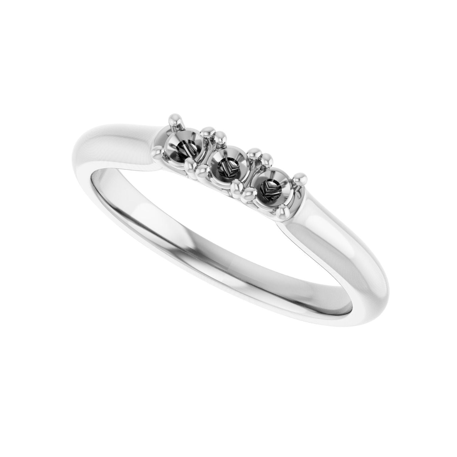 Three-Stone Anniversary Band - Round 1MM-2.5MM | Metal Type=14K White Gold | Diamond Size=2.5MM | Image 2