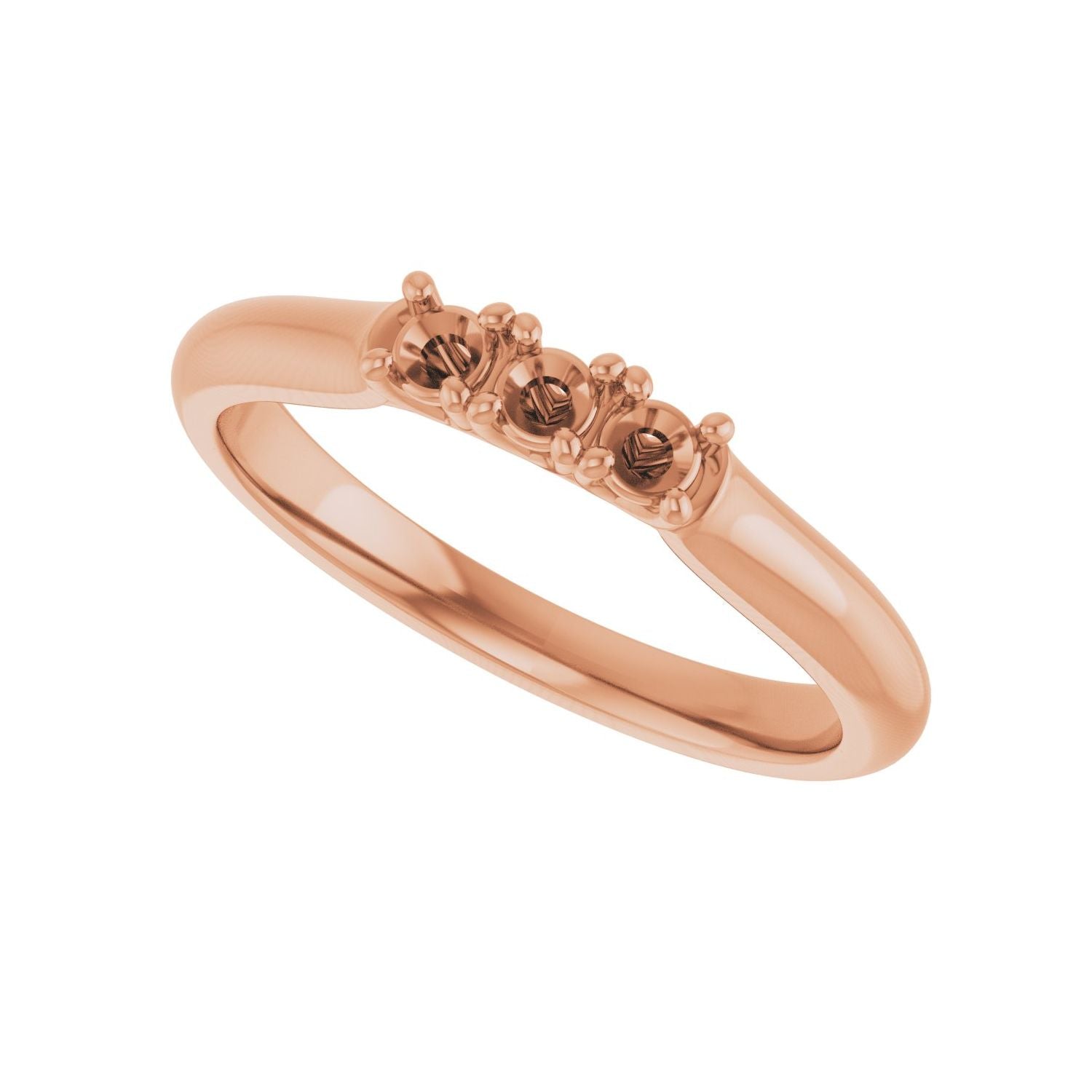 Three-Stone Anniversary Band - Round 1MM-2.5MM | Metal Type=14K Rose Gold | Diamond Size=2.5MM | Image 2