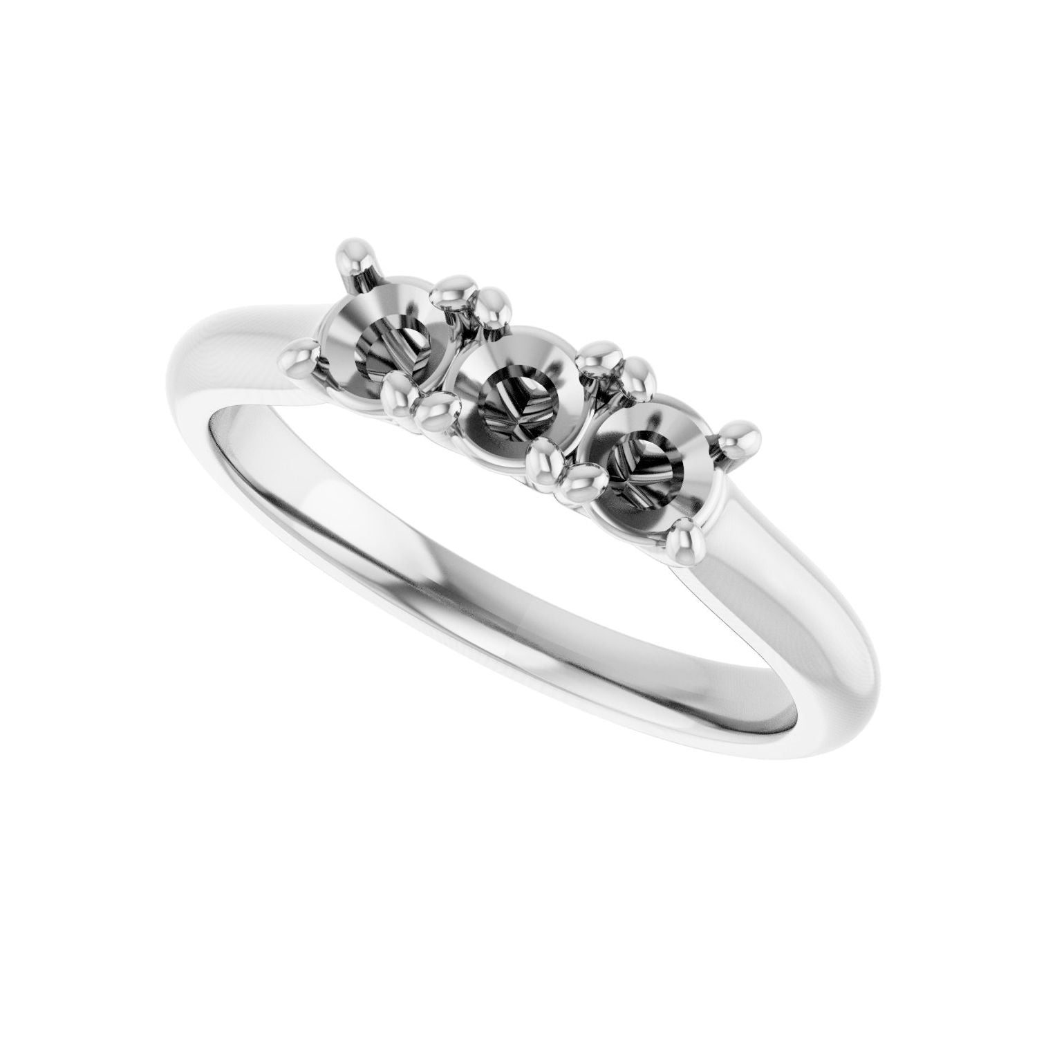 Three-Stone Anniversary Band - Round 3MM-4MM | Metal Type=14K White Gold | Diamond Size=3.5MM | Image 2