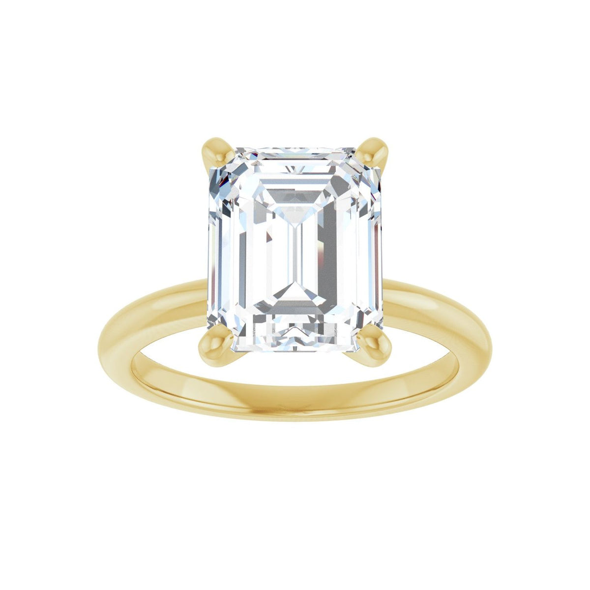 Emerald Solitaire Engagement Ring | Metal Type=14K Yellow Gold | Center Stone Size=3 CT | Image 1