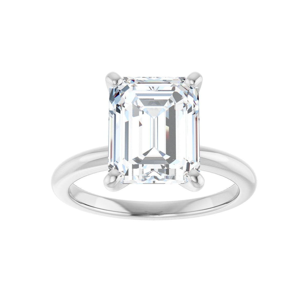 Emerald Solitaire Engagement Ring | Metal Type=14K White Gold | Center Stone Size=3 CT | Image 1