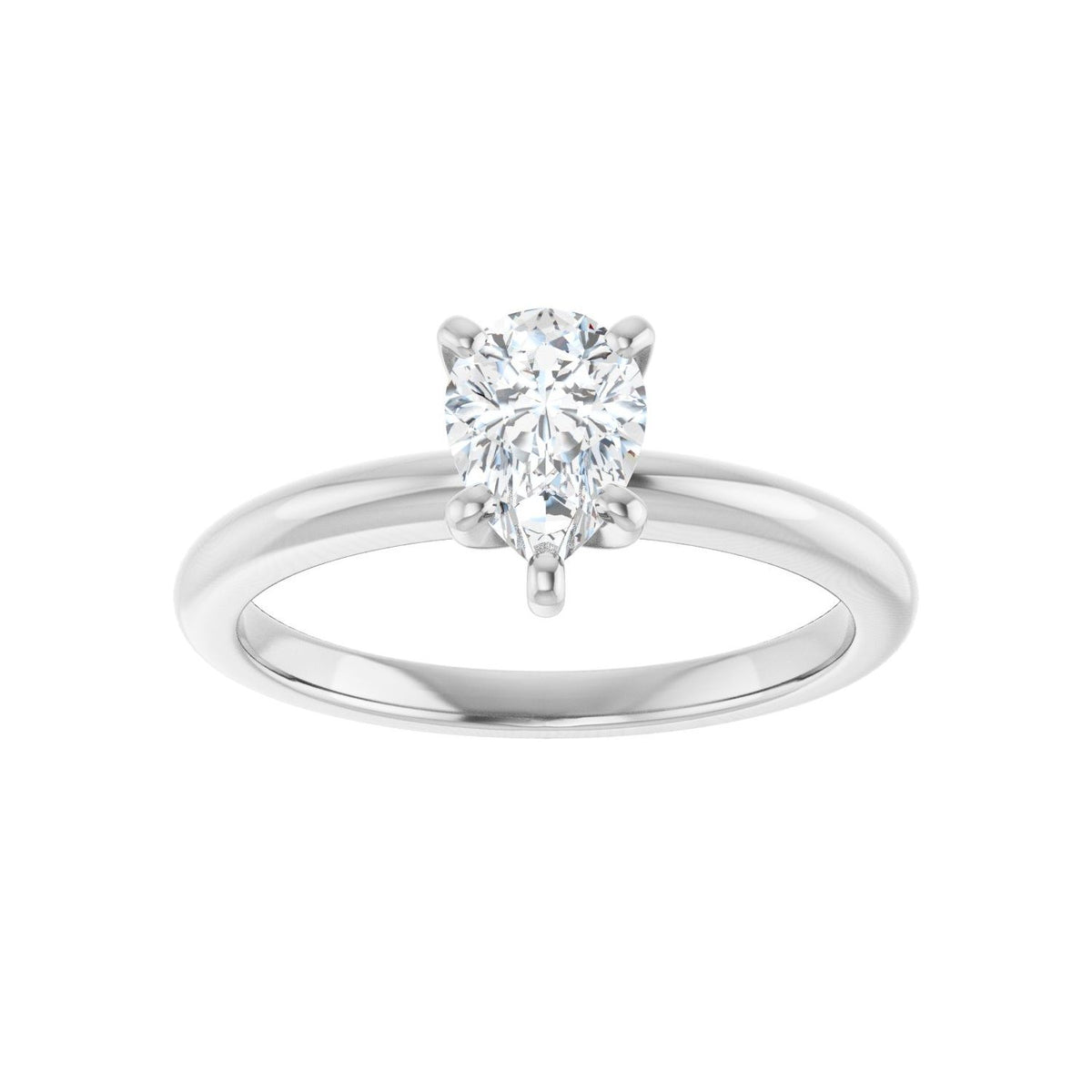 Pear Solitaire Engagement Ring | Metal Type=14K White Gold | Center Stone Size=1 CT | Image 1