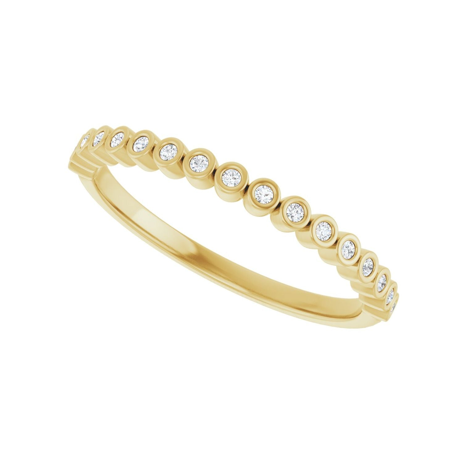 Bezel-Set Anniversary Band - Round 1MM-2.5MM | Metal Type=14K Yellow Gold | Diamond Size=1MM | Image 2