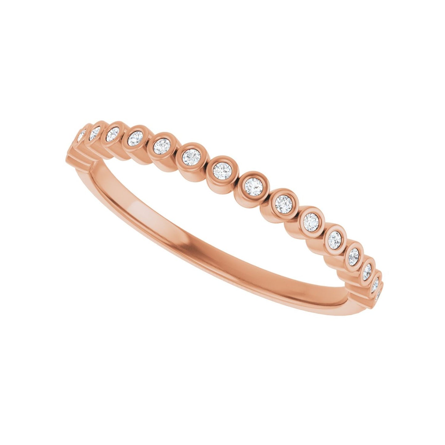 Bezel-Set Anniversary Band - Round 1MM-2.5MM | Metal Type=14K Rose Gold | Diamond Size=1MM | Image 2