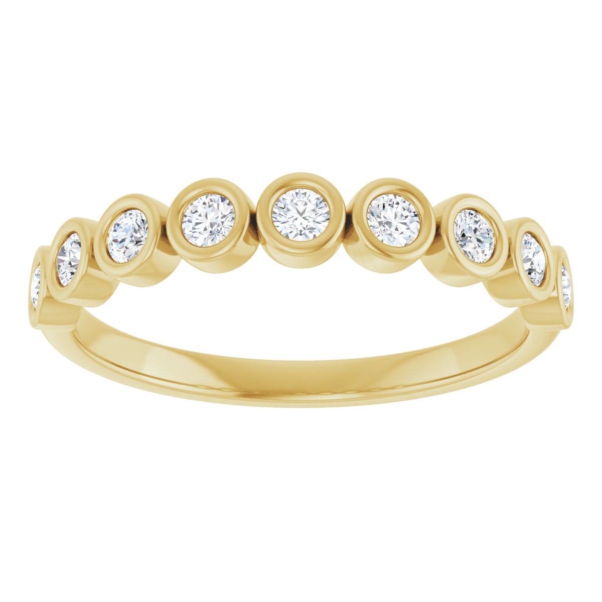 Bezel-Set Anniversary Band - Round | Metal Type=14K Yellow Gold | Diamond Size=2MM | Image 4