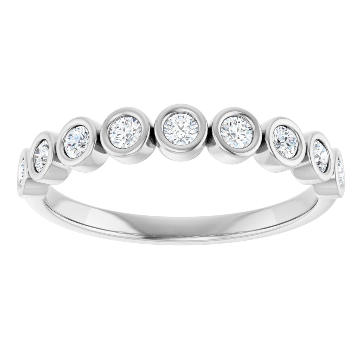 Bezel-Set Anniversary Band - Round | Metal Type=14K White Gold | Diamond Size=2MM | Image 4