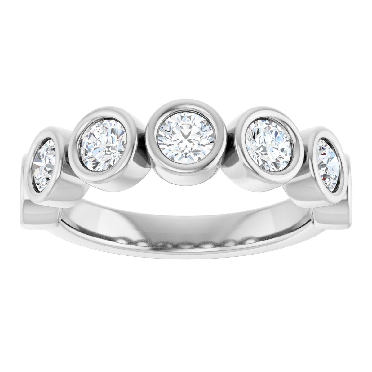 Bezel-Set Anniversary Band - Round | Metal Type=14K White Gold | Diamond Size=3.5MM | Image 4