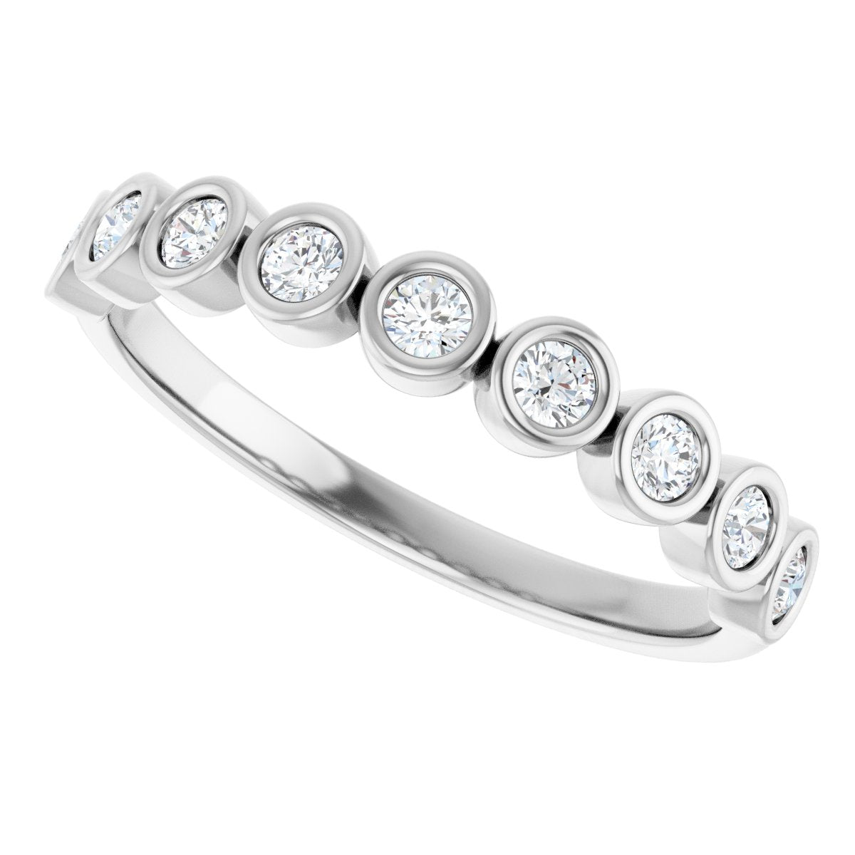 Bezel-Set Anniversary Band - Round | Metal Type=14K White Gold | Diamond Size=2MM | Image 3