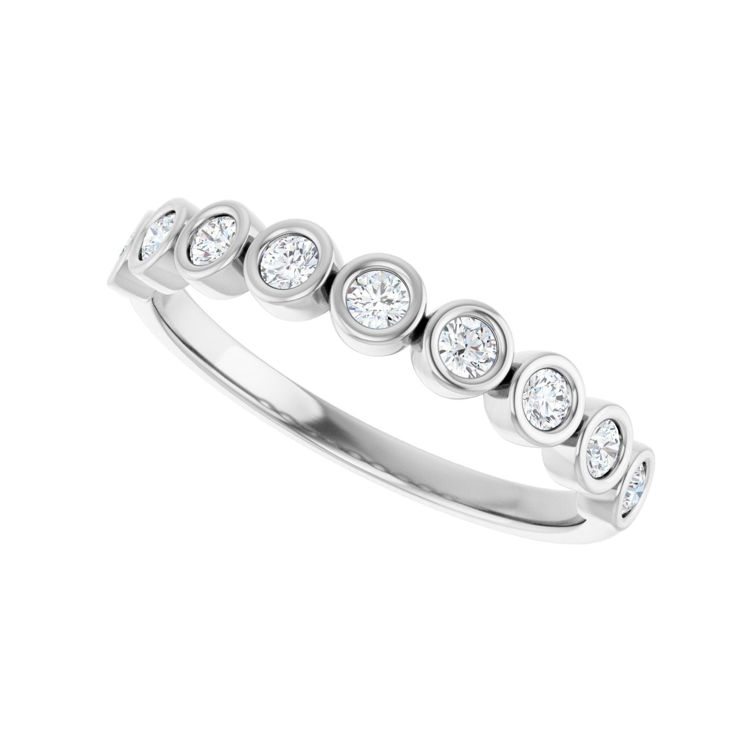 Bezel-Set Anniversary Band - Round 1MM-2.5MM | Metal Type=14K White Gold | Diamond Size=2MM | Image 2
