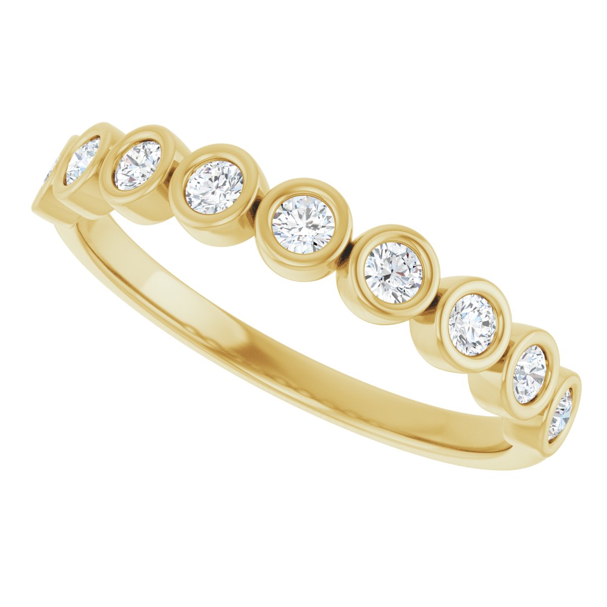 Bezel-Set Anniversary Band - Round | Metal Type=14K Yellow Gold | Diamond Size=2MM | Image 3