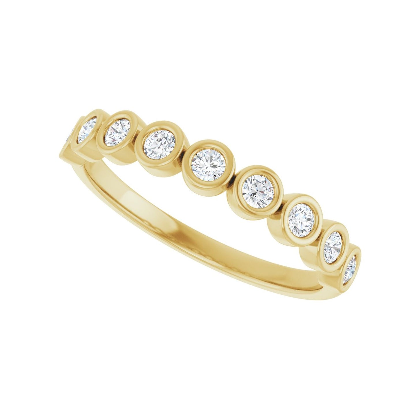 Bezel-Set Anniversary Band - Round 1MM-2.5MM | Metal Type=14K Yellow Gold | Diamond Size=2MM | Image 2