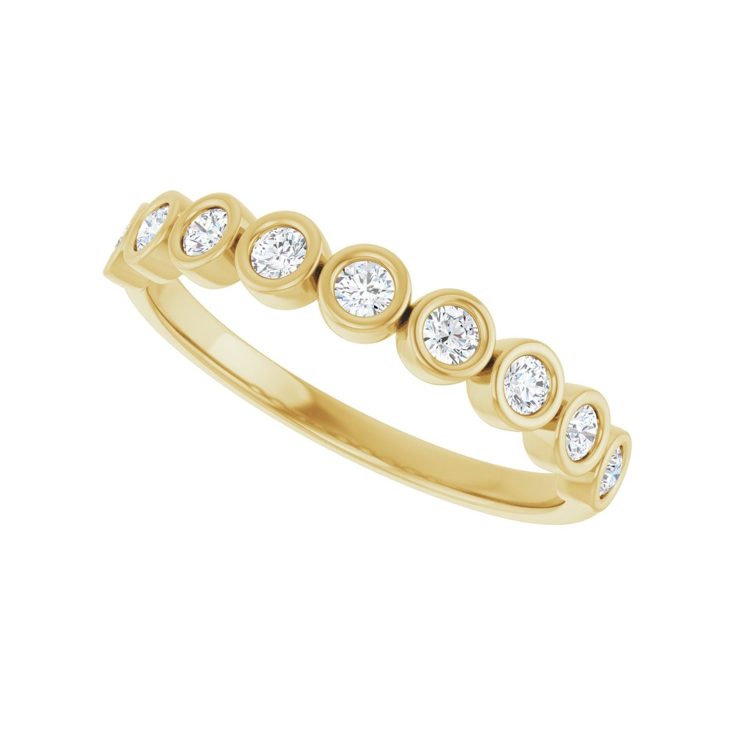 Bezel-Set Anniversary Band - Round 1MM-2.5MM | Metal Type=14K Yellow Gold | Diamond Size=2MM | Image 2
