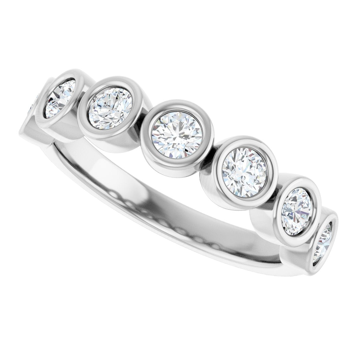 Bezel-Set Anniversary Band - Round | Metal Type=14K White Gold | Diamond Size=3MM | Image 3