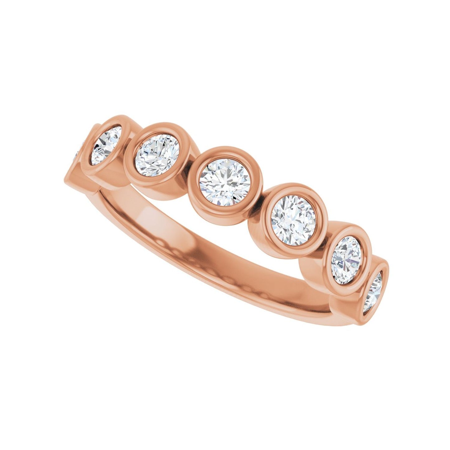 Bezel-Set Anniversary Band - Round 3MM-4MM | Metal Type=14K Rose Gold | Diamond Size=3MM | Image 2