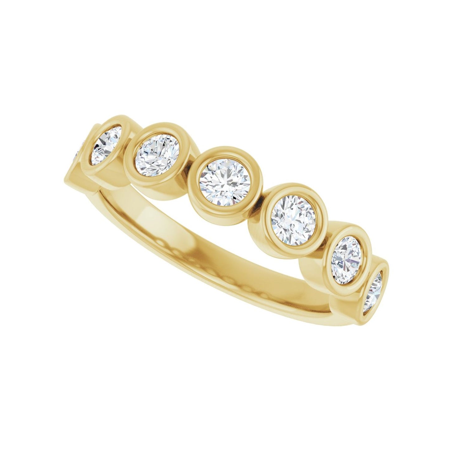 Bezel-Set Anniversary Band - Round 3MM-4MM | Metal Type=14K Yellow Gold | Diamond Size=3MM | Image 2