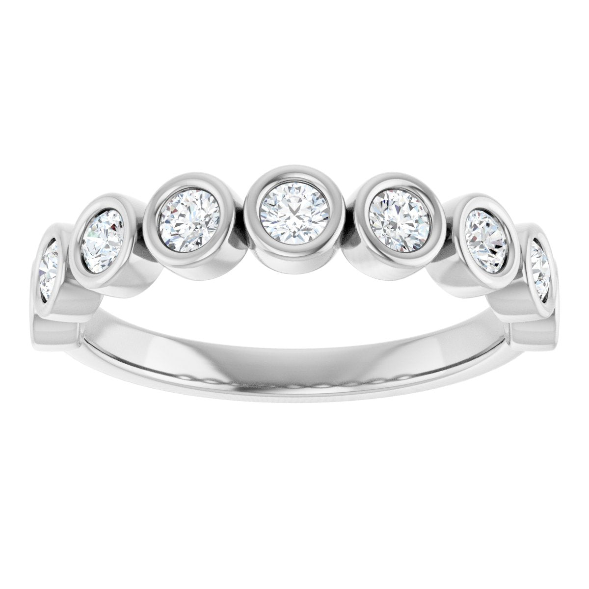 Bezel-Set Anniversary Band - Round | Metal Type=14K White Gold | Diamond Size=2.5MM | Image 1