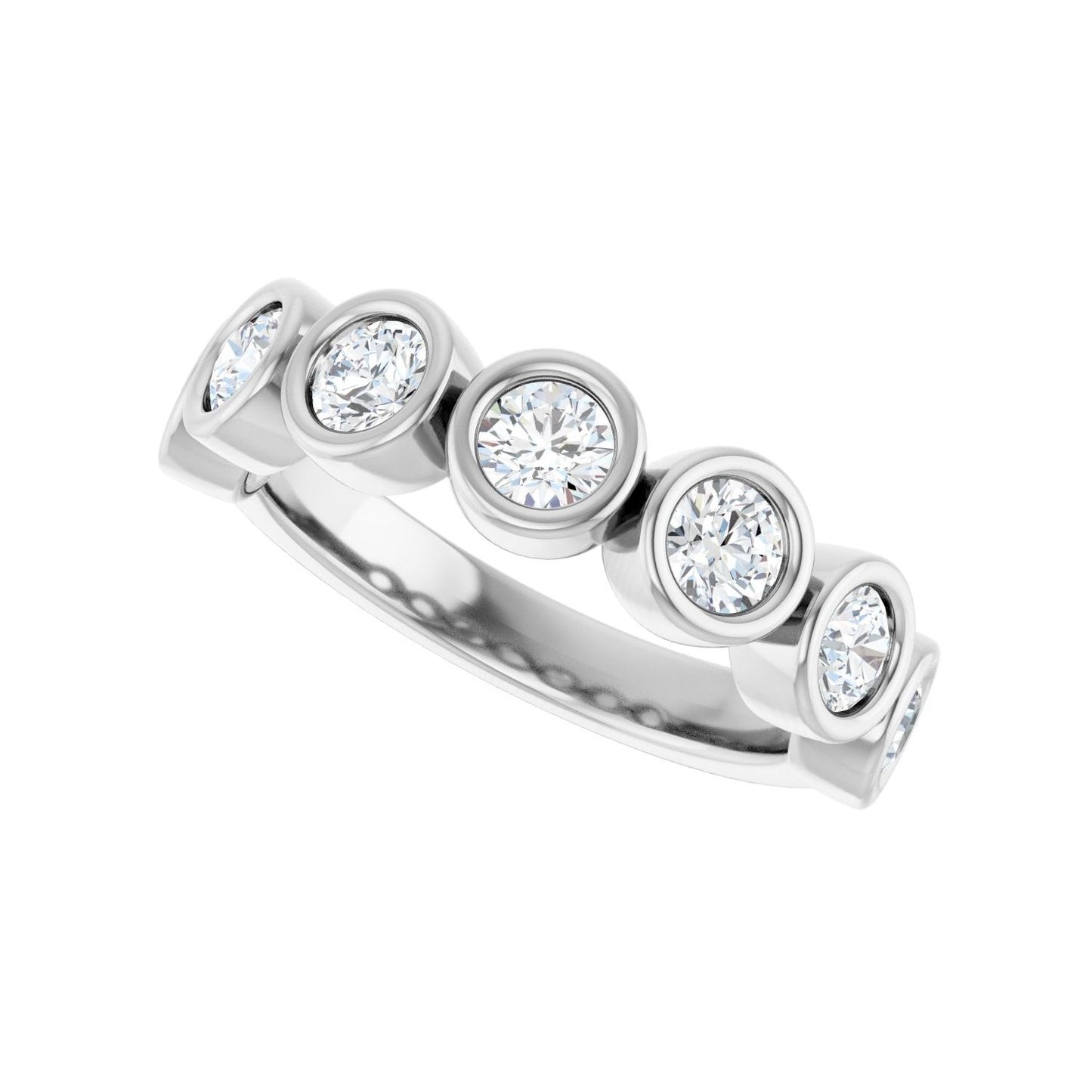 Bezel-Set Anniversary Band - Round 3MM-4MM | Metal Type=Platinum | Diamond Size=3.5MM | Image 2