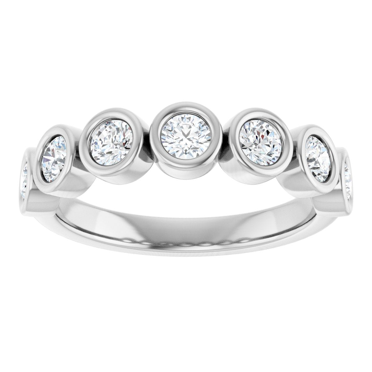 Bezel-Set Anniversary Band - Round | Metal Type=14K White Gold | Diamond Size=3MM | Image 4