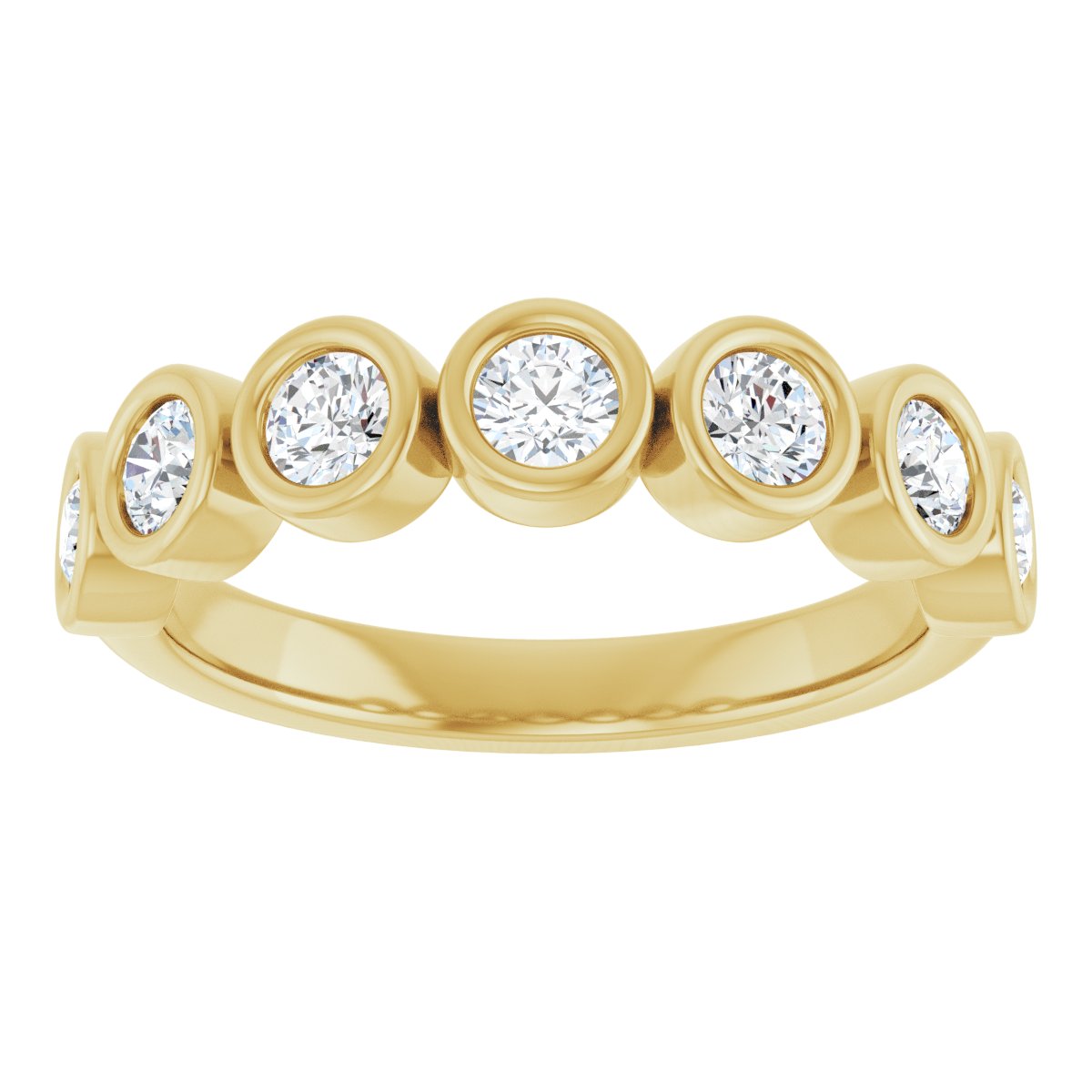 Bezel-Set Anniversary Band - Round | Metal Type=14K Yellow Gold | Diamond Size=3MM | Image 1