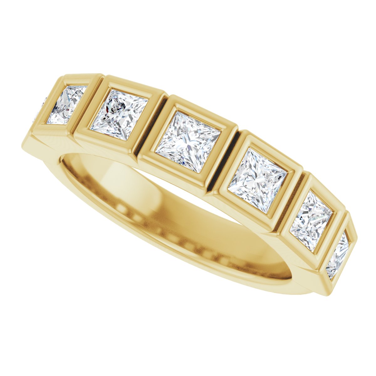 Bezel-Set Anniversary Band - Square | Metal Type=14K Yellow Gold | Diamond Size=3 X 3 mm | Image 3