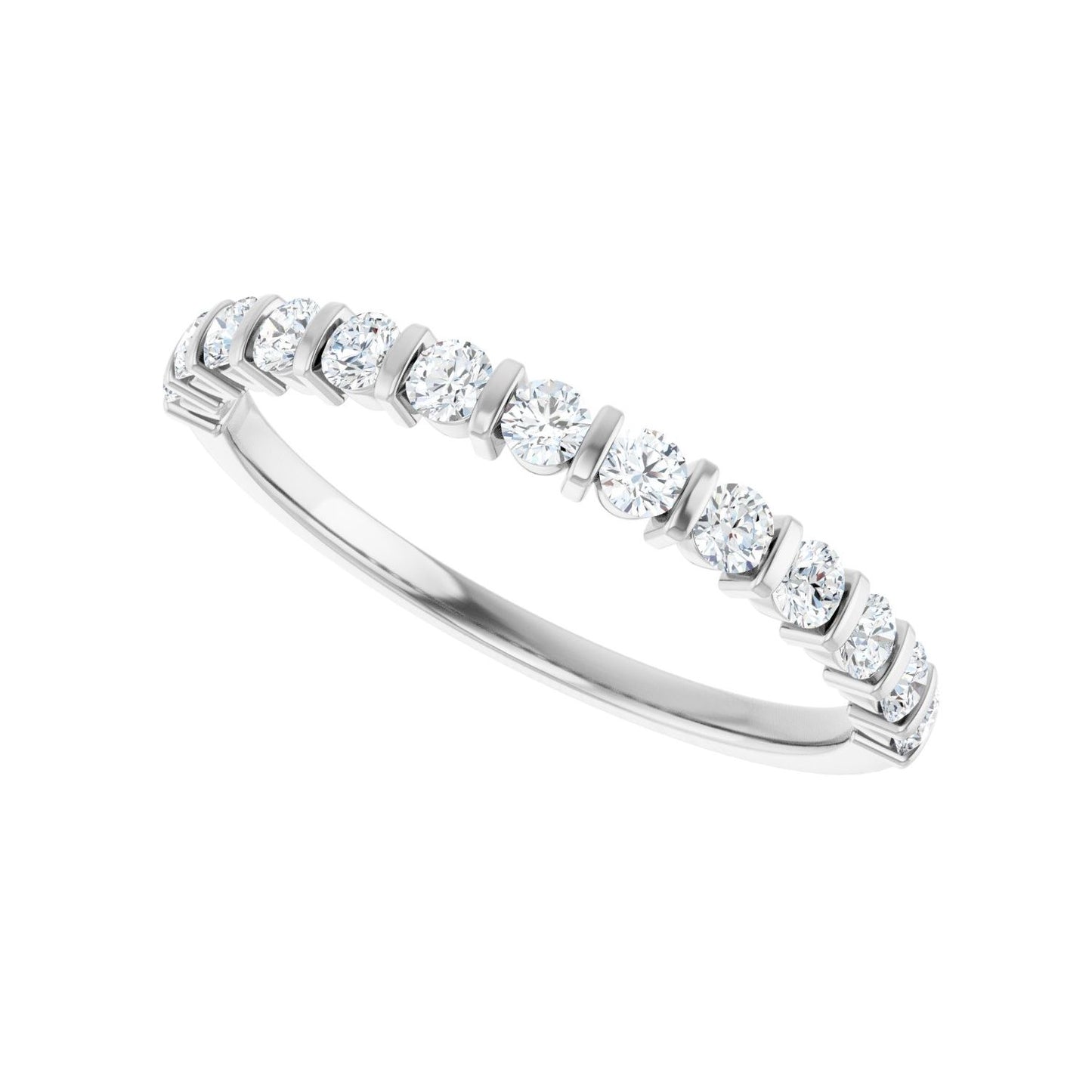 Bar Channel-Set Anniversary Band - Round 1MM-2.5MM | Metal Type=14K White Gold | Diamond Size=2MM | Image 2