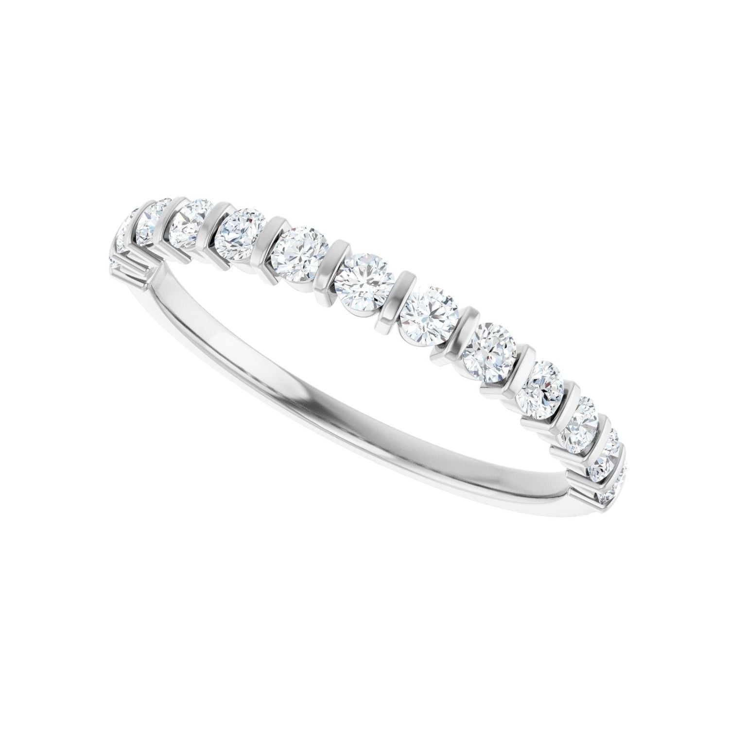 Bar Channel-Set Anniversary Band - Round 1MM-2.5MM | Metal Type=14K White Gold | Diamond Size=2MM | Image 2