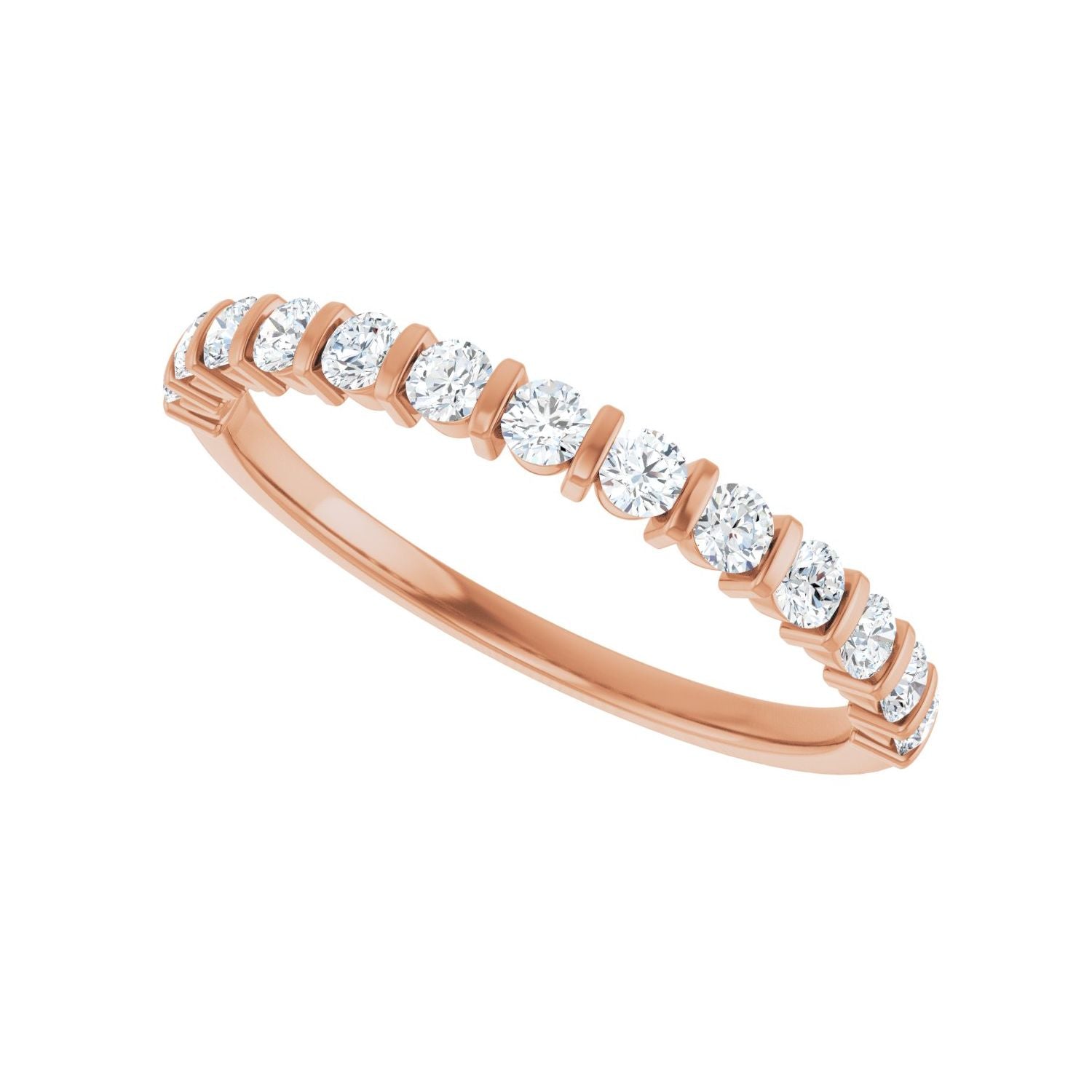 Bar Channel-Set Anniversary Band - Round 1MM-2.5MM | Metal Type=14K Rose Gold | Diamond Size=2MM | Image 2
