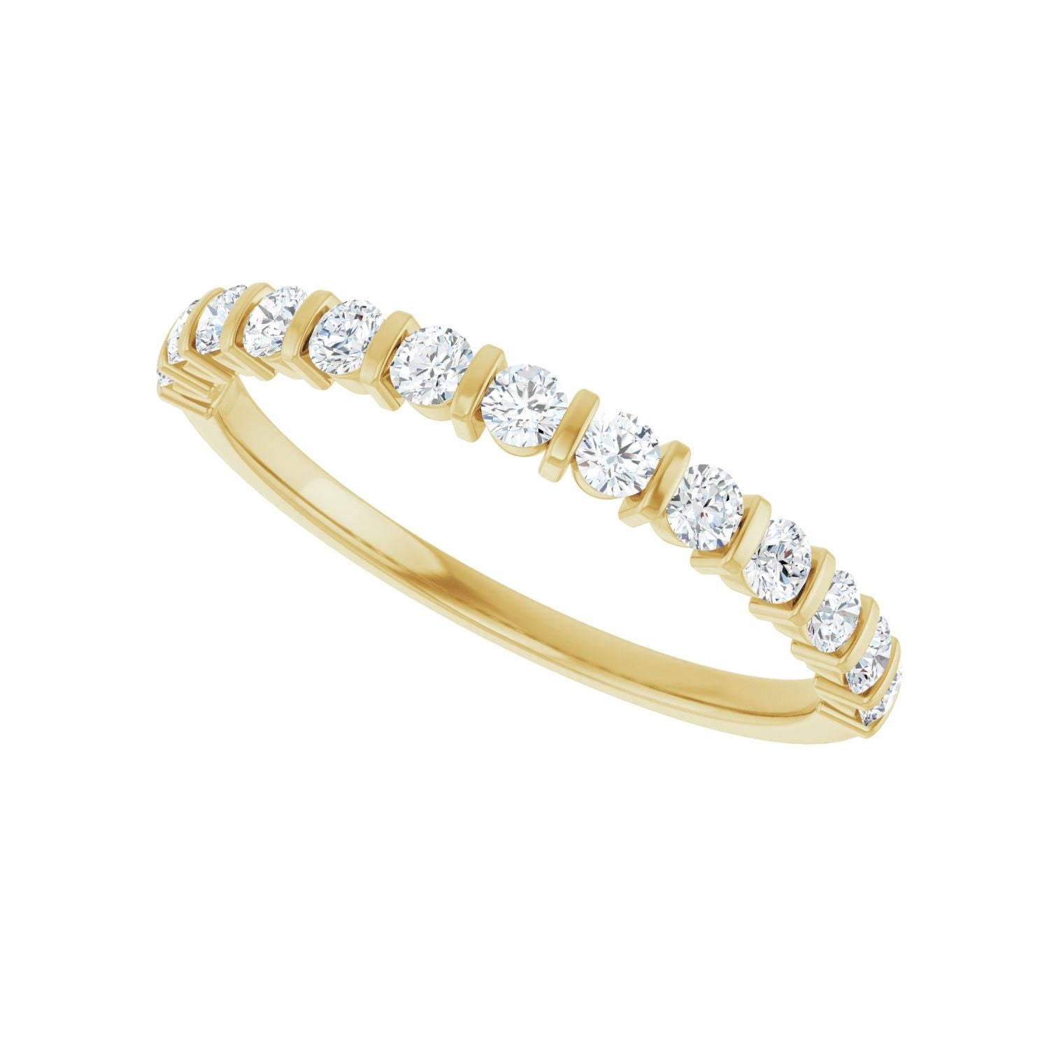 Bar Channel-Set Anniversary Band - Round 1MM-2.5MM | Metal Type=14K Yellow Gold | Diamond Size=2MM | Image 2