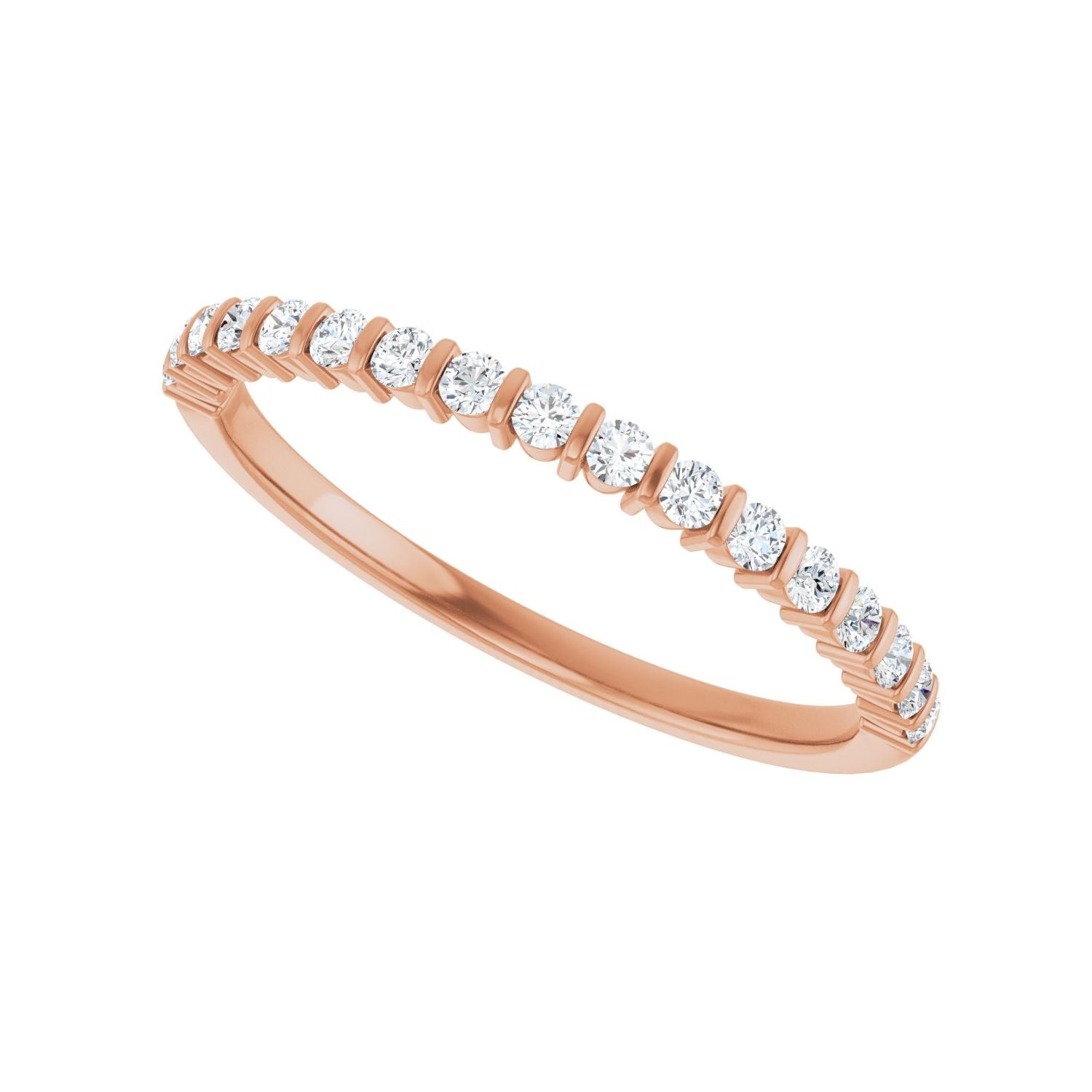 Bar Channel-Set Anniversary Band - Round 1MM-2.5MM | Metal Type=14K Rose Gold | Diamond Size=1.5MM | Image 2