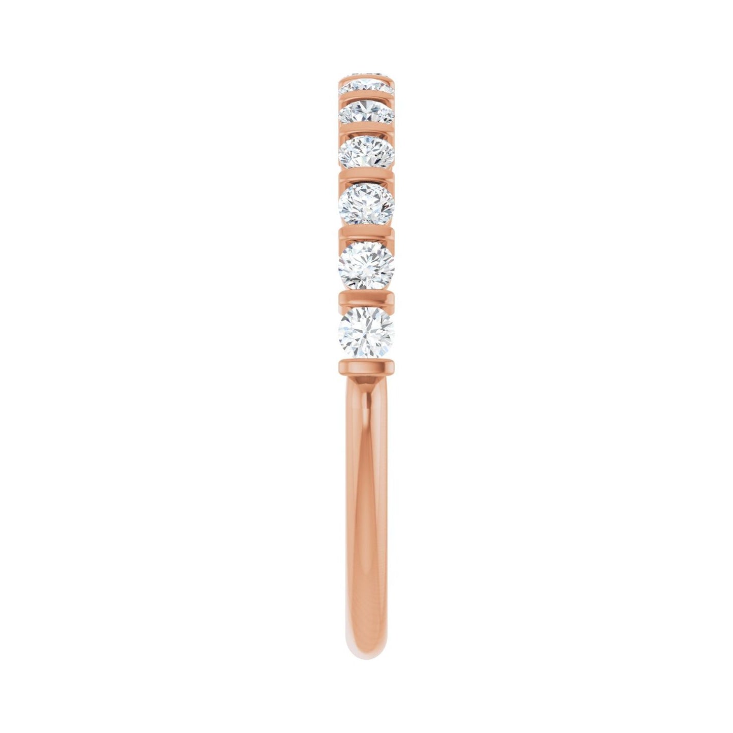 Bar Channel-Set Anniversary Band - Round 1MM-2.5MM | Metal Type=14K Rose Gold | Diamond Size=2MM | Image 1