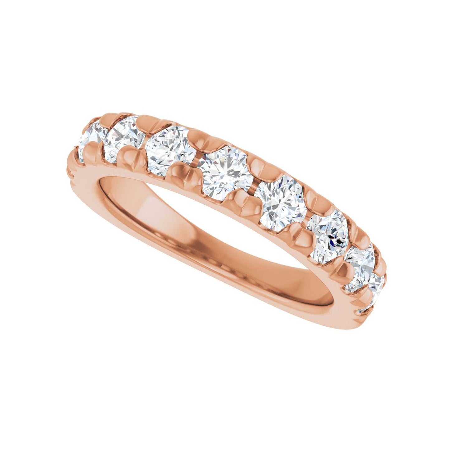 French-Set Anniversary Band - Round 3MM-4MM | Metal Type=14K Rose Gold | Diamond Size=3.5MM | Image 2