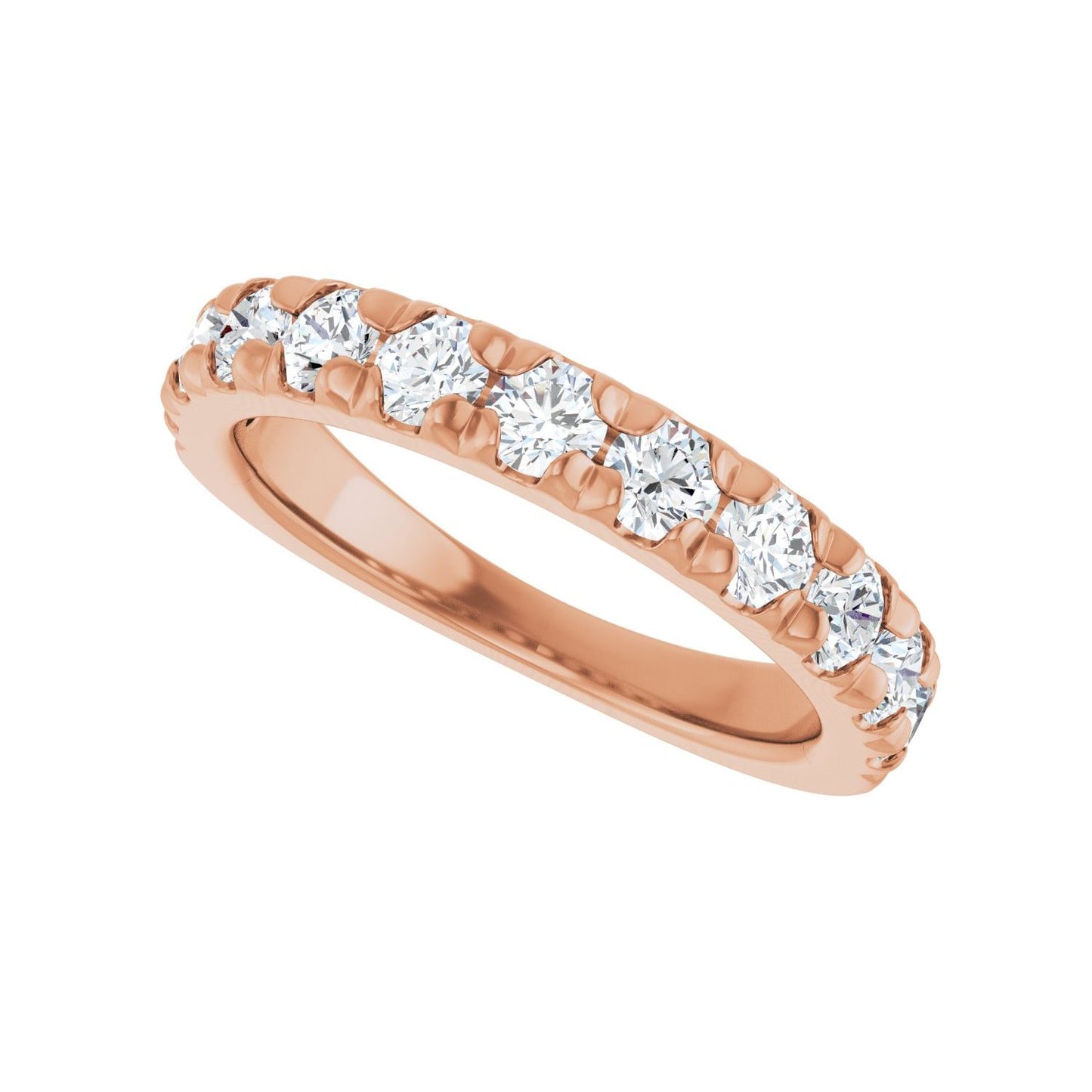 French-Set Anniversary Band - Round 3MM-4MM | Metal Type=14K Rose Gold | Diamond Size=3MM | Image 2