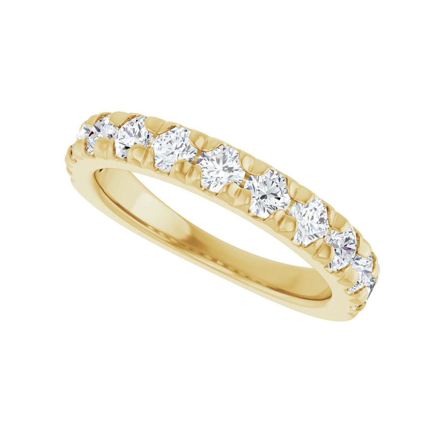 French-Set Anniversary Band - Round 3MM-4MM | Metal Type=14K Yellow Gold | Diamond Size=3MM | Image 2