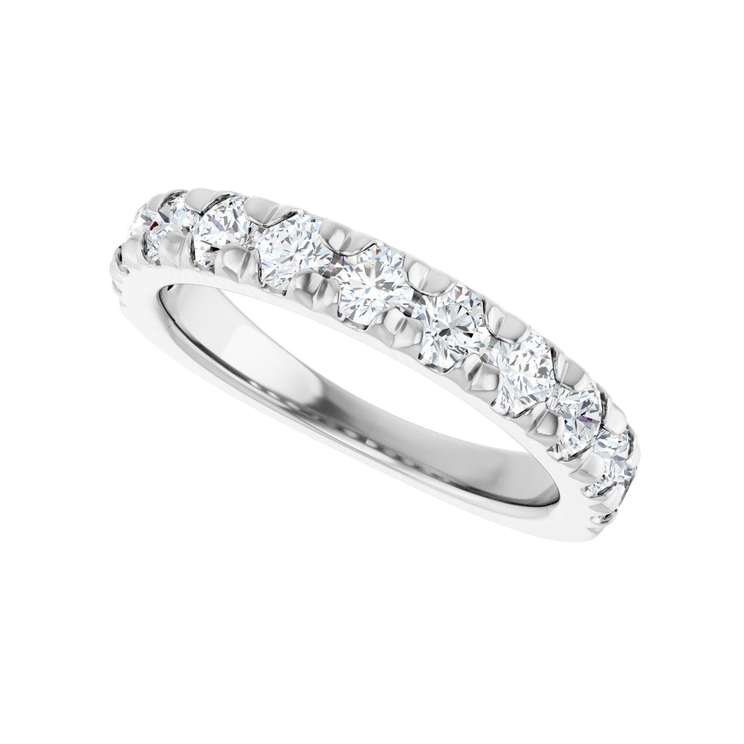 French-Set Anniversary Band - Round 3MM-4MM | Metal Type=Platinum | Diamond Size=3MM | Image 2