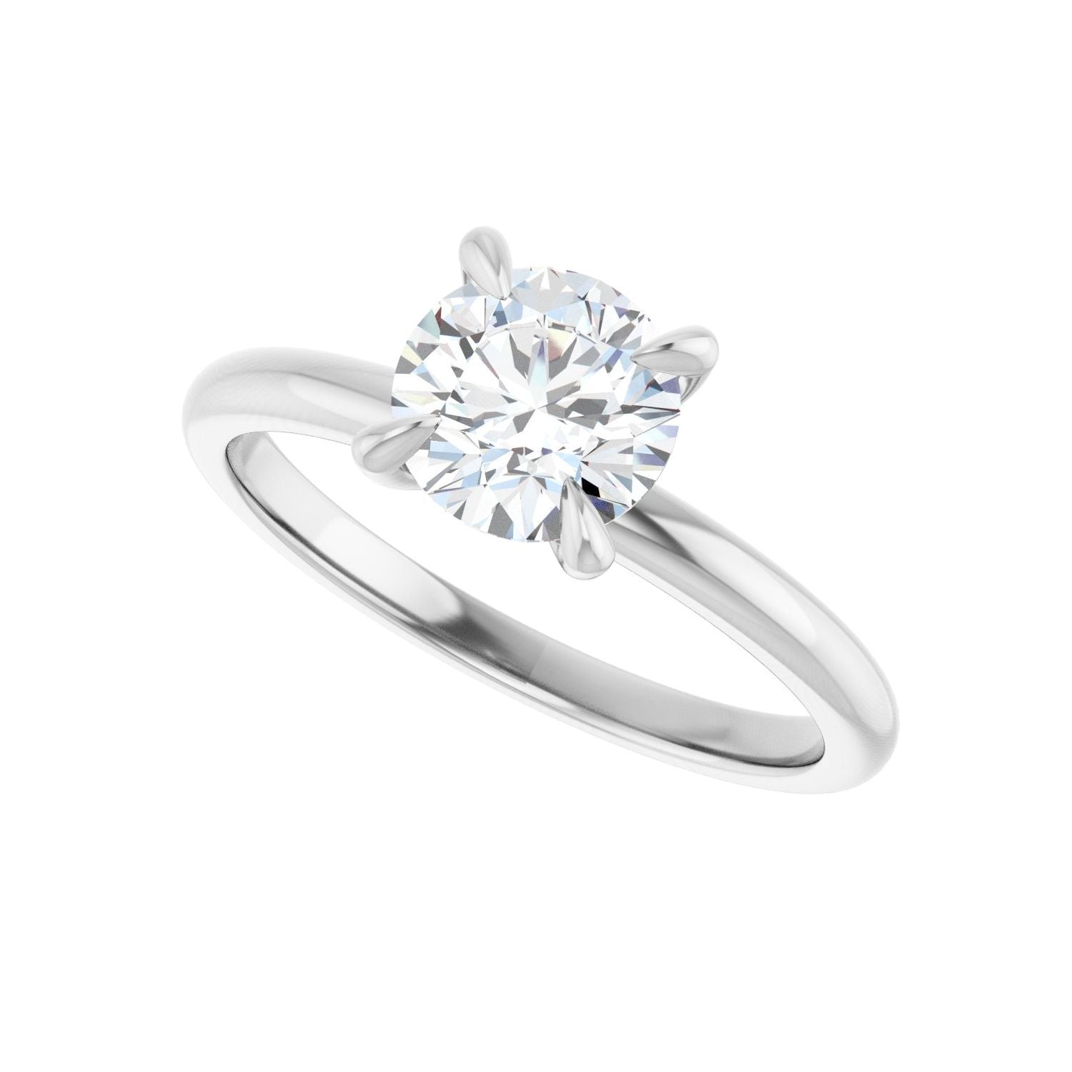 Round Solitaire Engagement Ring | Metal Type=14K White Gold | Center Stone Size=1 CT | Image 5