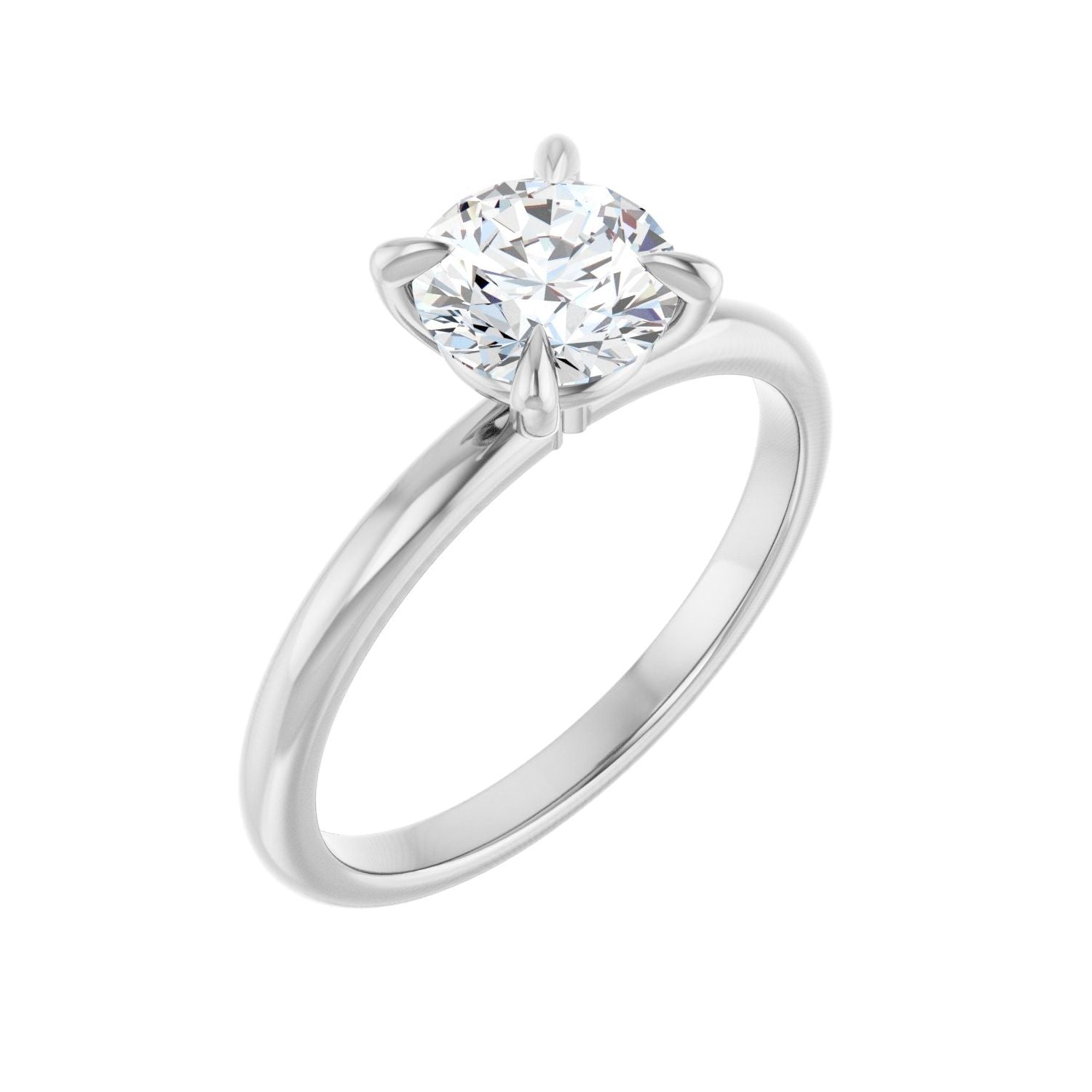 Round Solitaire Engagement Ring | Metal Type=14K White Gold | Center Stone Size=1 CT | Image 1
