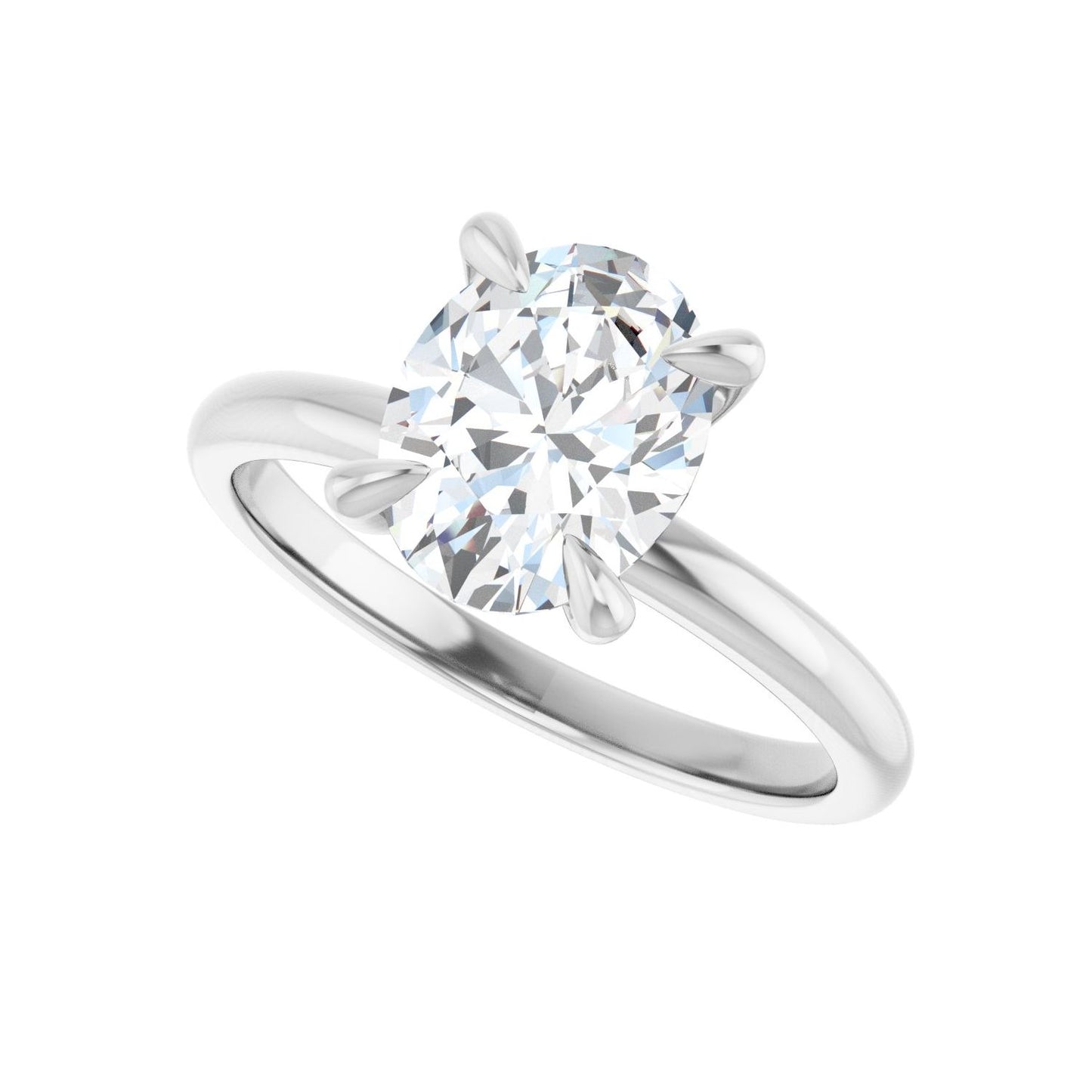 Oval Solitaire Engagement Ring | Metal Type=14K White Gold | Center Stone Size=2 CT | Image 5