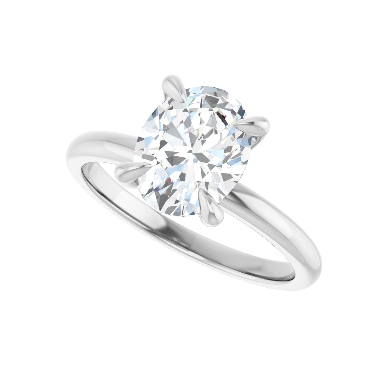 Oval Solitaire Engagement Ring | Metal Type=14K White Gold | Center Stone Size=2 CT | Image 5