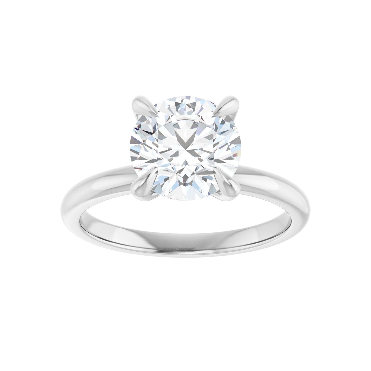 Round Solitaire Engagement Ring | Metal Type=14K White Gold | Center Stone Size=2 CT | Image 3