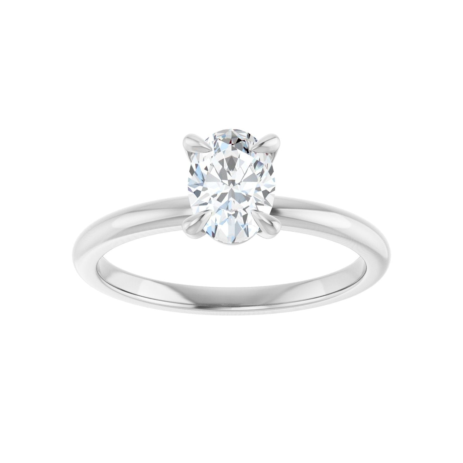 Oval Solitaire Engagement Ring | Metal Type=14K White Gold | Center Stone Size=1 CT | Image 3