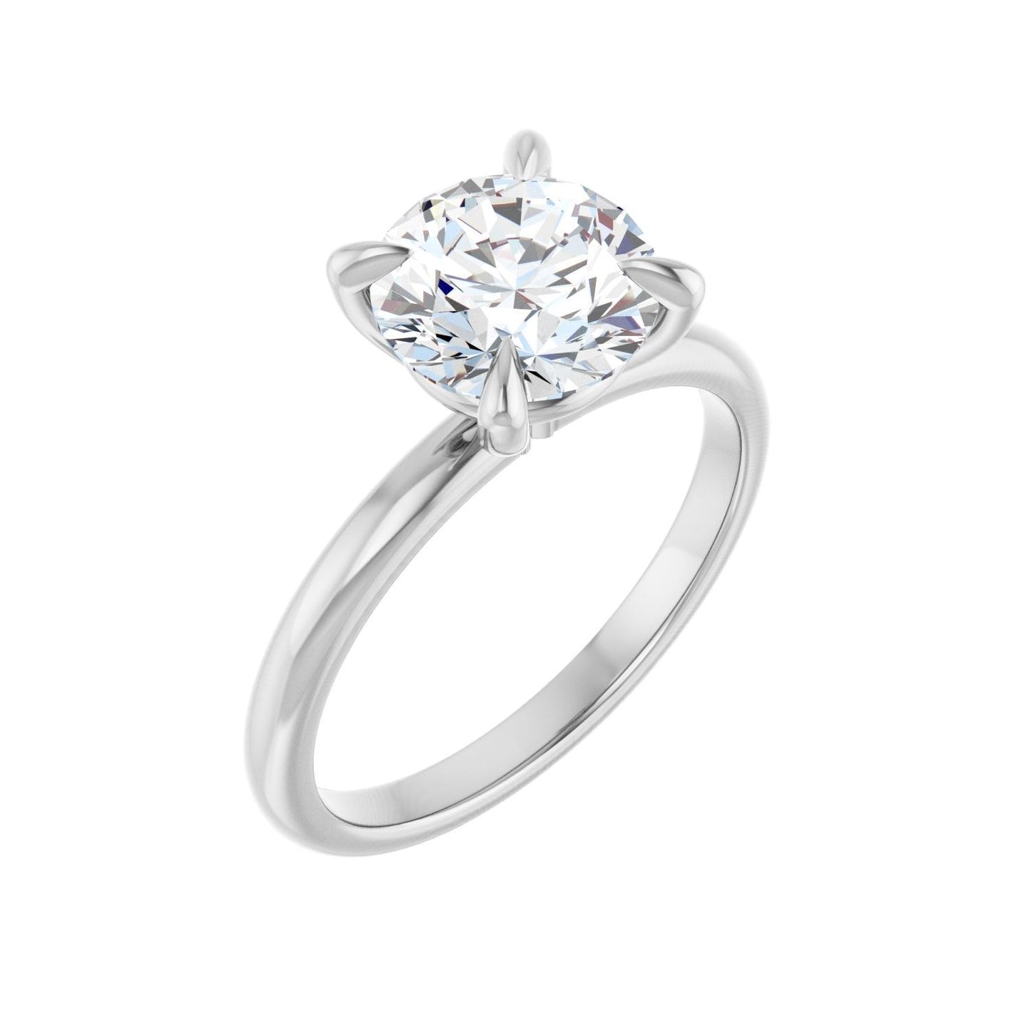 Round Solitaire Engagement Ring | Metal Type=14K White Gold | Center Stone Size=2 CT | Image 1