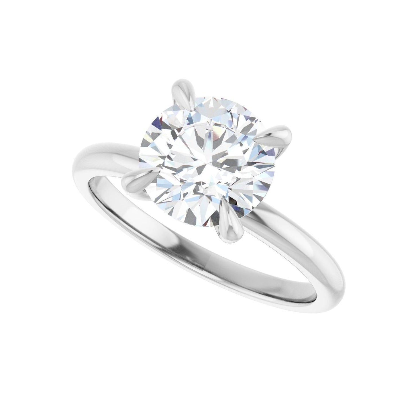 Round Solitaire Engagement Ring | Metal Type=14K White Gold | Center Stone Size=2 CT | Image 5