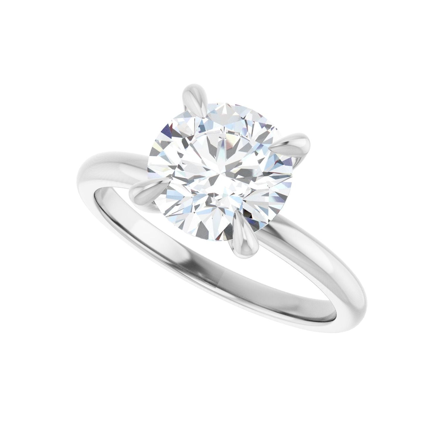 Round Solitaire Engagement Ring | Metal Type=14K White Gold | Center Stone Size=2 CT | Image 5