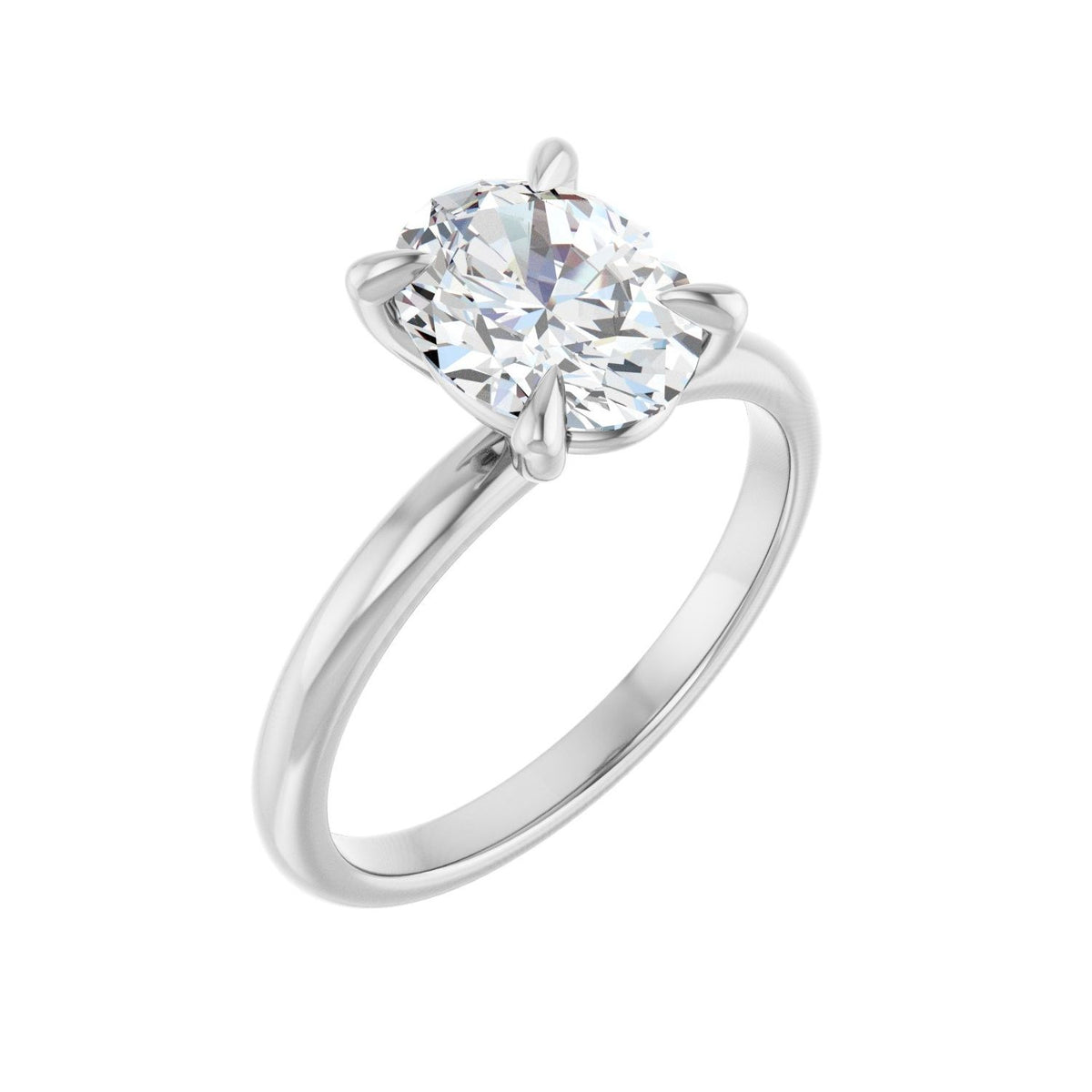 Oval Solitaire Engagement Ring | Metal Type=14K White Gold | Center Stone Size=2 CT | Image 2