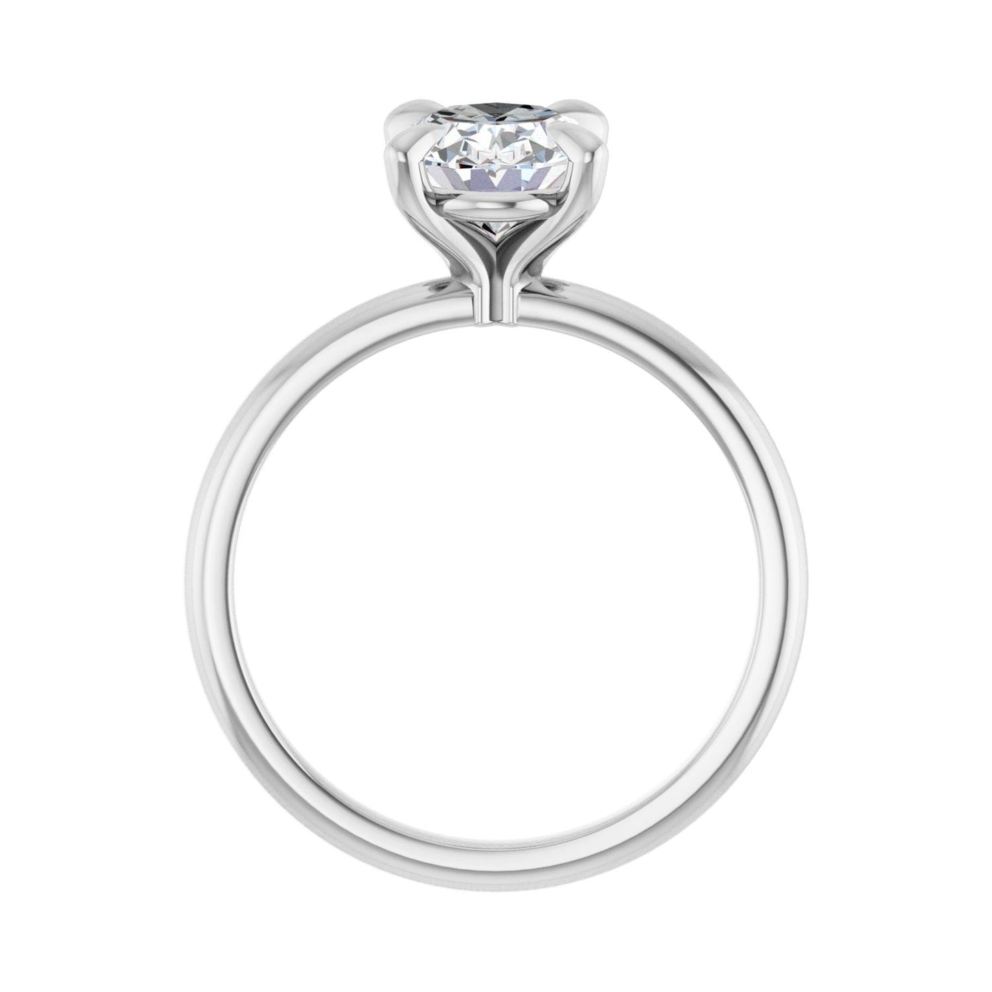 Oval Solitaire Engagement Ring | Metal Type=14K White Gold | Center Stone Size=2 CT | Image 2