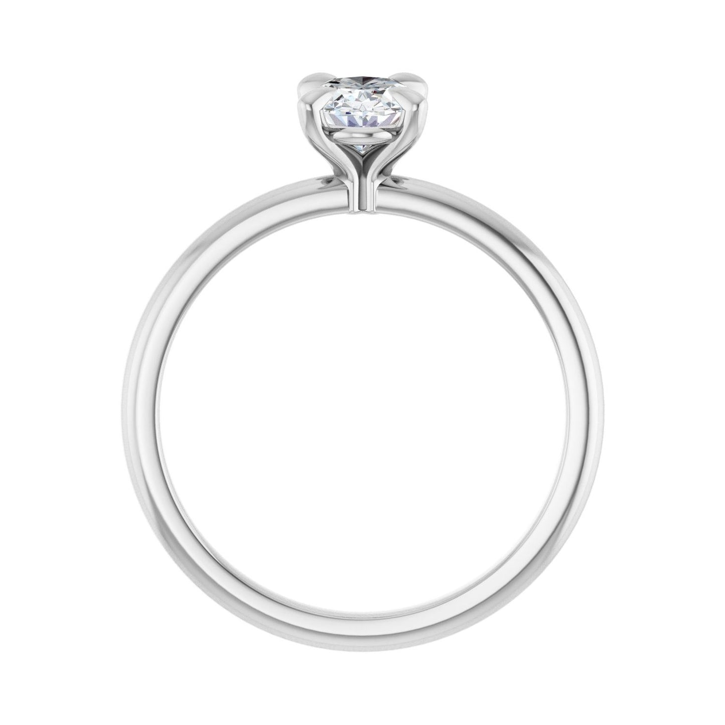 Oval Solitaire Engagement Ring | Metal Type=14K White Gold | Center Stone Size=1 CT | Image 2