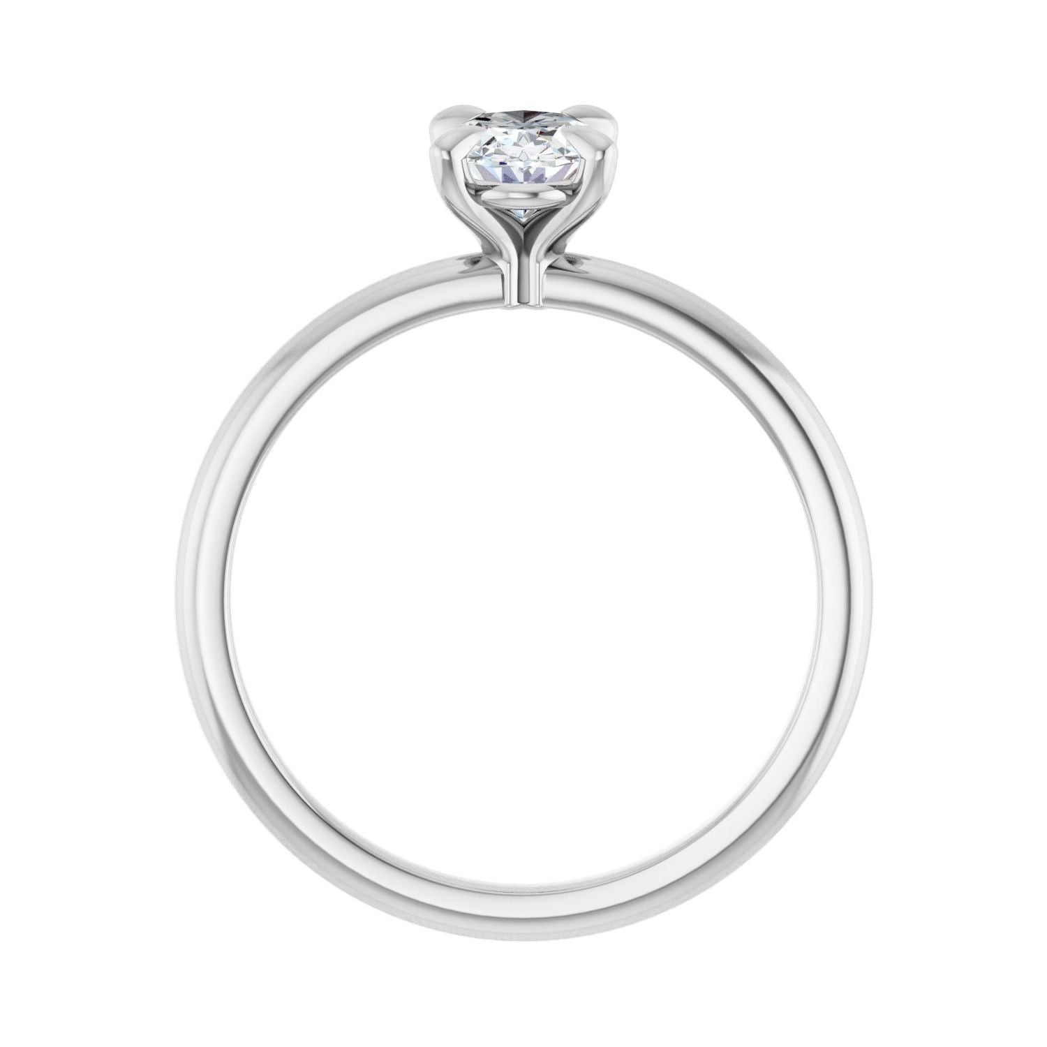 Oval Solitaire Engagement Ring | Metal Type=14K White Gold | Center Stone Size=1 CT | Image 2