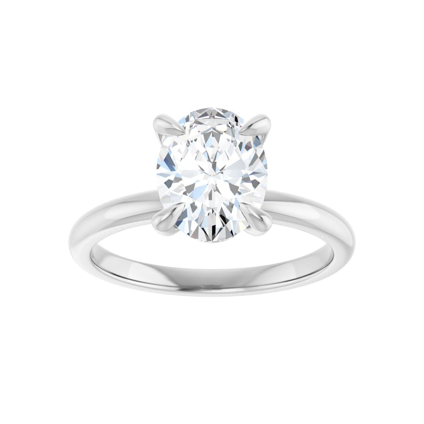 Oval Solitaire Engagement Ring | Metal Type=14K White Gold | Center Stone Size=2 CT | Image 3